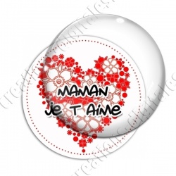 Image digitale - Fond coeur fleuri  - Maman je t'aime