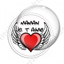 Image digitale - Fond coeur ailé - Maman je t'aime