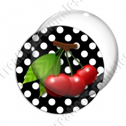 Image digitale - 3 cerises fond pois noir