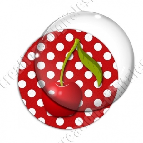 Image digitale - 1 cerise fond pois rouge