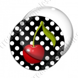 Image digitale - 1 cerise fond pois noir