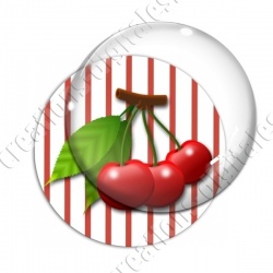 Image digitale - 3 cerises fond rayé rouge