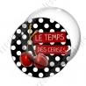 Image digitale - Le temps des cerises - pois noir et blanc