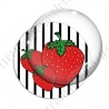 Image digitale - Fraises - fond rayé noir