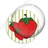Image digitale - Fraises - fond rayé vert