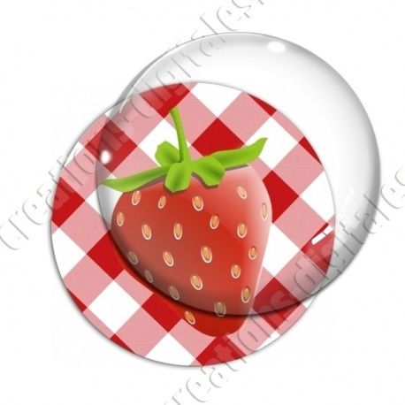 Image digitale - Fraise - fond vichy rouge