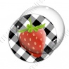 Image digitale - Fraise - fond vichy noir