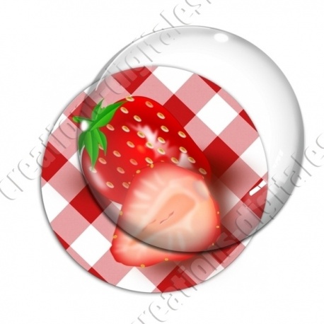 Image digitale - Fraises - fond vichy rouge
