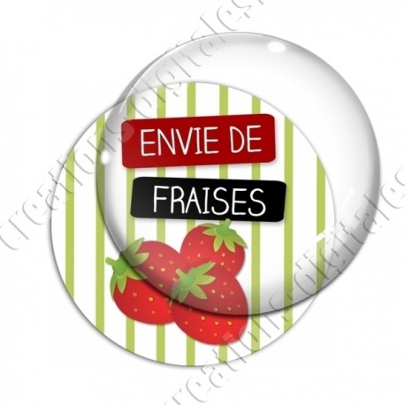Image digitale - Envie de Fraises - fond rayé vert