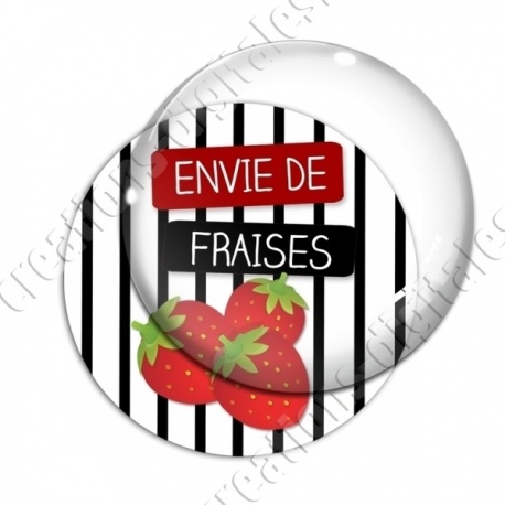 Image digitale - Envie de Fraises - fond rayé noir