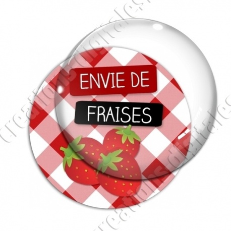 Image digitale - Envie de Fraises - fond vichy rouge