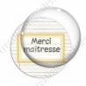 Image digitale - Merci maîtresse - Etiquette jaune - Fond lignes multicolores