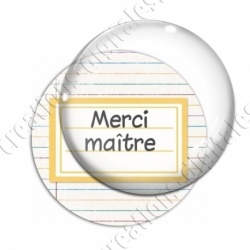 Image digitale - Merci maître - Etiquette jaune - Fond lignes multicolores