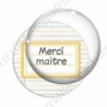 Image digitale - Merci maître - Etiquette jaune - Fond lignes multicolores