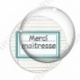 Image digitale - Merci maîtresse - Etiquette vert - Fond lignes multicolores