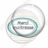 Image digitale - Merci maîtresse - Etiquette ovale vert - Fond lignes multicolores