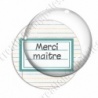 Image digitale - Merci maître - Etiquette vert - Fond lignes multicolores