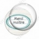 Image digitale - Merci maître - Etiquette ovale vert - Fond lignes multicolores
