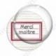 Image digitale - Merci maître - Etiquette rouge - Fond lignes multicolores