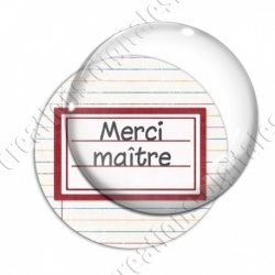 Image digitale - Merci maître - Etiquette rouge - Fond lignes multicolores
