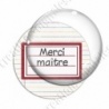 Image digitale - Merci maître - Etiquette rouge - Fond lignes multicolores