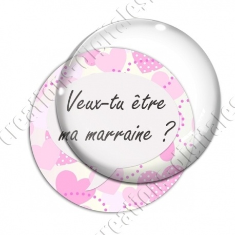 Image digitale - Veux-tu être ma marraine -  coeurs roses
