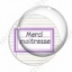 Image digitale - Merci maîtresse - Etiquette violet - Fond lignes multicolores