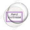 Image digitale - Merci maîtresse - Etiquette violet - Fond lignes multicolores