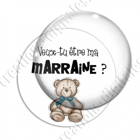 Image digitale - Veux-tu être ma marraine - Ourson bleu