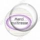 Image digitale - Merci maîtresse - Etiquette ovale violet - Fond lignes multicolores