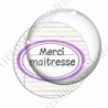 Image digitale - Merci maîtresse - Etiquette ovale violet - Fond lignes multicolores