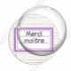 Image digitale - Merci maître - Etiquette violet - Fond lignes multicolores
