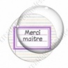 Image digitale - Merci maître - Etiquette violet - Fond lignes multicolores
