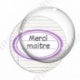 Image digitale - Merci maître - Etiquette ovale violet - Fond lignes multicolores