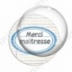 Image digitale - Merci maîtresse - Etiquette ovale bleu- Fond lignes multicolores