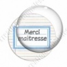 Image digitale - Merci maîtresse - Etiquette bleu- Fond lignes multicolores
