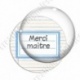 Image digitale - Merci maître - Etiquette bleu- Fond lignes multicolores