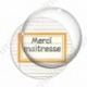 Image digitale - Merci maîtresse - Etiquette orange- Fond lignes multicolores