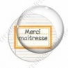 Image digitale - Merci maîtresse - Etiquette orange- Fond lignes multicolores