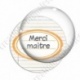 Image digitale - Merci maître - Etiquette ovale orange- Fond lignes multicolores