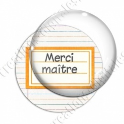 Image digitale - Merci maître - Etiquette orange- Fond lignes multicolores