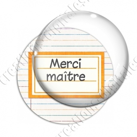 Image digitale - Merci maître - Etiquette orange- Fond lignes multicolores