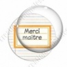 Image digitale - Merci maître - Etiquette orange- Fond lignes multicolores