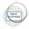 Image digitale - Merci maîtresse - Etiquette bleu - Fond crayon