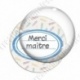 Image digitale - Merci maître - Etiquette ovale bleu - Fond crayon