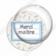 Image digitale - Merci maître - Etiquette bleu - Fond crayon