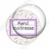 Image digitale - Merci maîtresse - Etiquette violet - Fond crayon