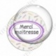 Image digitale - Merci maîtresse - Etiquette ovale violet - Fond crayon
