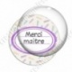 Image digitale - Merci maître - Etiquette ovale violet - Fond crayon