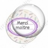 Image digitale - Merci maître - Etiquette ovale violet - Fond crayon